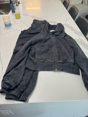 Hippie Rose Charcoal Washed Zip Hoodie